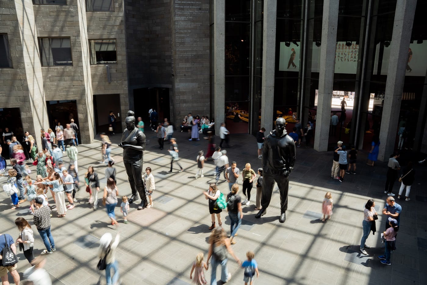 Installation view of Thomas J. Price’s works  on display in Federation Court, NGV International Melbourne. Photo: Liana Hardy Photography